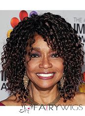 Classic Medium Curly Sepia African American Lace Wigs for Women