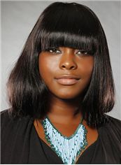 Stunning Medium Straight Sepia African American Wigs for Women