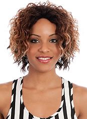 Afro American Short 12 Inch Wavy Brown African American Lace Wigs for Women