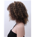 Newest Short Curly Brown Side Bang African American Wigs for Women 12 Inch