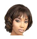 Beautiful Short Wavy Brown Full Bang African American Wigs for Women 12 Inch