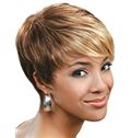 New Style Short Straight Blonde Full Bang African American Wigs for Women 8 Inch