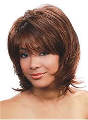 Sexy Short Wavy Brown Full Bang African American Wigs for Women 12 Inch
