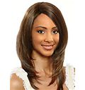 Simple Medium Wavy Brown No Bang African American Lace Wigs for Women 18 Inch