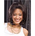 Soft Short Wavy Brown No Bang African American Lace Wigs for Women 12 Inch