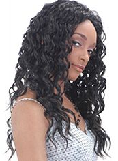 Grand Long Wavy Black No Bang African American Lace Wigs for Women 22 Inch