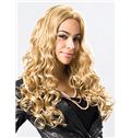 Glamorous Long Wavy Blonde No Bang African American Lace Wigs for Women 22 Inch