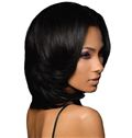 Quality Wigs Medium Wavy Black No Bang African American Lace Wigs for Women 14 Inch