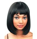 Perfect Short Straight Black Full Bang African American Wigs for Women 12 Inch