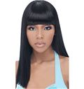 Amazing Medium Straight Black Full Bang African American Wigs for Women 18 Inch