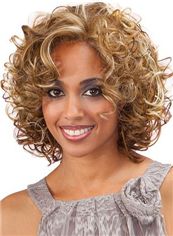 Best Short Wavy Blonde Side Bang African American Lace Wigs for Women 12 Inch