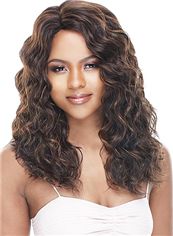 Wigs For Sale Medium Wavy Brown No Bang African American Lace Wigs for Women 18 Inch