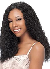 New Fashion Long Curly Black No Bang African American Lace Wigs for Women 20 Inch