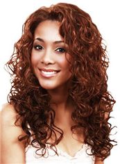 New Glamourous Long Wavy Red No Bang African American Lace Wigs for Women