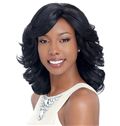 Noble Medium Wavy Black Side Bang African American Lace Wigs for Women 14 Inch