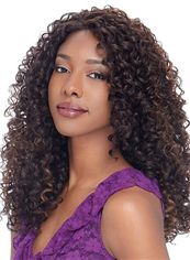 The Fresh Medium Curly Sepia No Bang African American Lace Wigs for Women 18 Inch