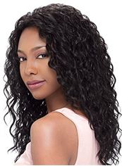 Impressive Medium Wavy Black No Bang African American Lace Wigs for Women 18 Inch