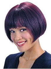 Fashion Short Straight Brown Full Bang African American Wigs for Women 10 Inch