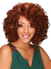 Delicate Short Wavy Red Side Bang African American Lace Wigs for Women 12 Inch