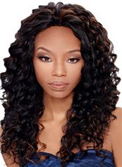 Inexpensive Long Curly Sepia No Bang African American Lace Wigs for Women 20 Inch