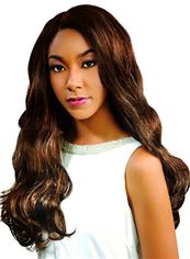 Afro American Long Wavy Brown No Bang African American Lace Wigs for Women 22 Inch