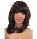 Discount Medium Wavy Brown Full Bang African American Wigs for Women 14 Inch
