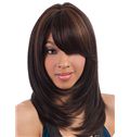 Wig Online Medium Wavy Brown Side Bang African American Wigs for Women 16 Inch