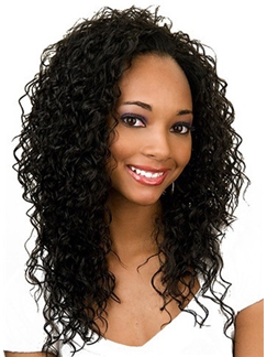 Dream Long Curly Black No Bang African American Lace Wigs for Women 20 Inch