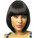 Simple Short Straight Black Full Bang African American Wigs for Women 12 Inch