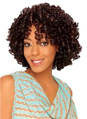 Special Cool Short Curly Brown Side Bang African American Lace Wigs for Women 12 Inch