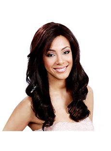 Amazing Medium Wavy Sepia Side Bang African American Lace Wigs for Women 18 Inch