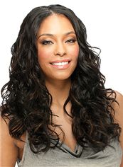 Chic Medium Wavy Sepia No Bang African American Lace Wigs for Women 18 Inch
