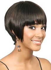 Wigs For Sale Short Straight Black Full Bang African American Wigs for Women 10 Inch
