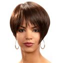 Stylish Short Straight Brown Full Bang African American Wigs for Women 8 Inch