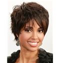 Impressive Short Straight Brown Side Bang African American Lace Wigs for Women 8 Inch