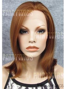 Elegant Medium Brown Female Wavy Lace Front Hair Wig 14 Inch