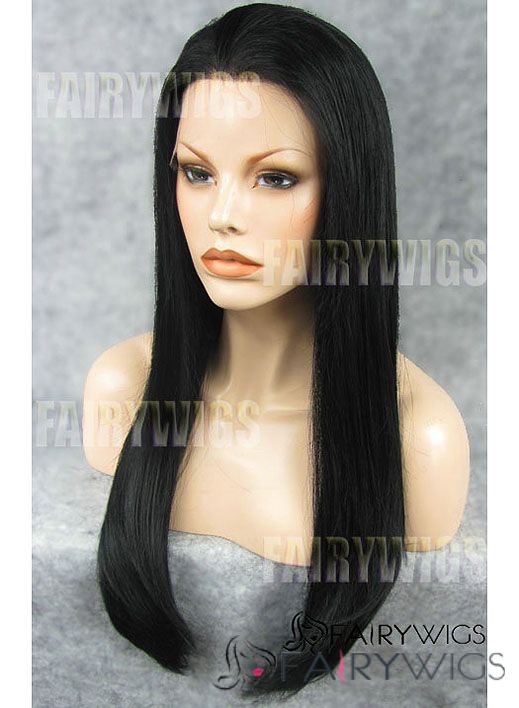 Graceful Long Black Female Straight Lace Front Hair Wig 22 Inch
