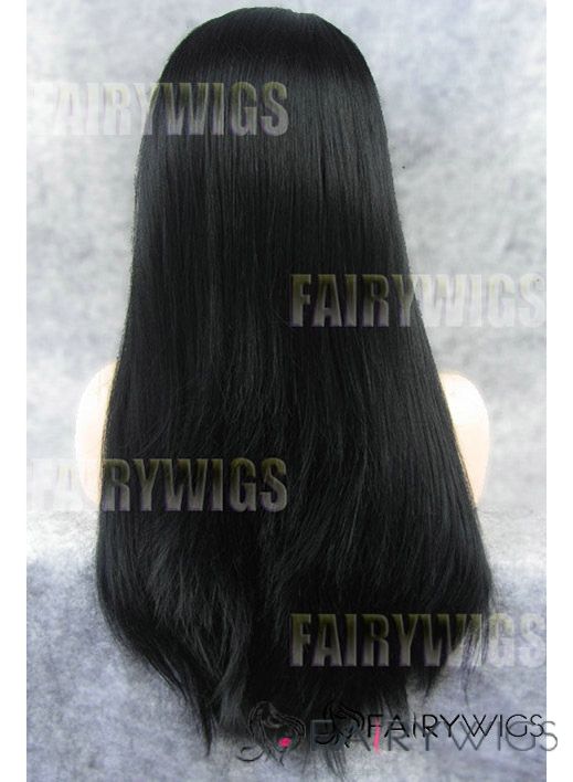 Graceful Long Black Female Straight Lace Front Hair Wig 22 Inch