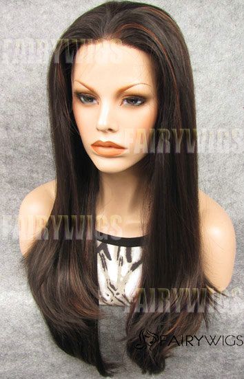 Multi-function Long Sepia Female Straight Lace Front Hair Wig