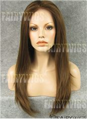 New Fashion Long Brown Female Straight Lace Front Hair Wig 22 Inch