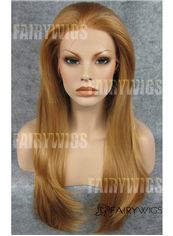 European Style Medium Brown Female Straight Lace Front Hair Wig 18 Inch