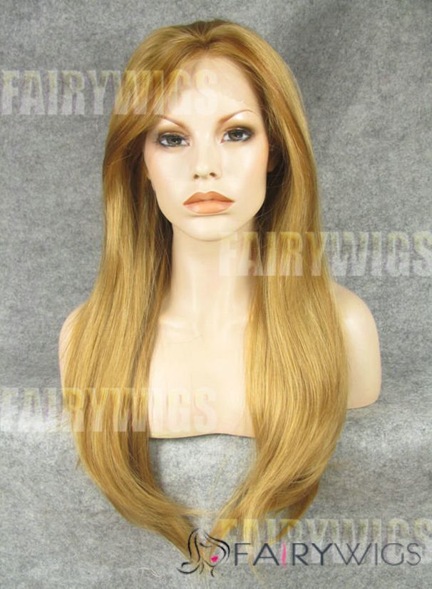 Dynamic Feeling from Long Blonde Female Straight Lace Front Hair Wig 20 Inch