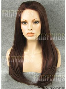 Shinning Long Brown Female Straight Lace Front Hair Wig 20 Inch