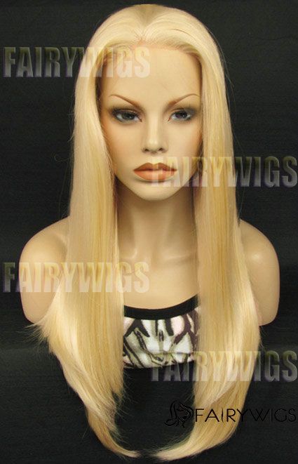 Faddish Long Blonde Female Straight Lace Front Hair Wig 20 Inch