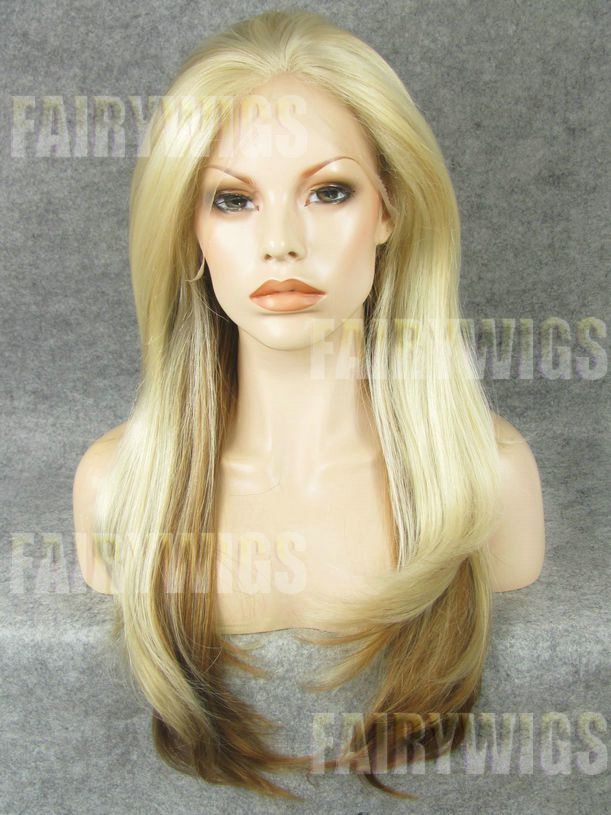 Fashion Long Blonde Female Straight Lace Front Hair Wig 22 Inch
