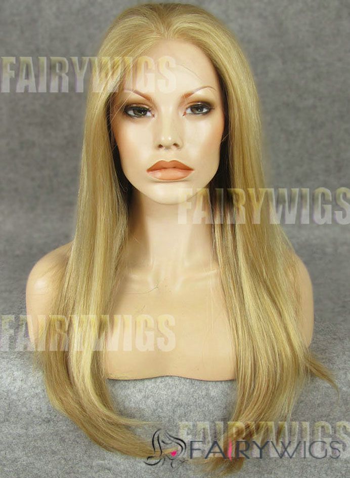 Soft Long Blonde Female Straight Lace Front Hair Wig 22 Inch