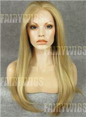 Soft Long Blonde Female Straight Lace Front Hair Wig 22 Inch