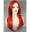 Soft Long Red Female Straight Lace Front Hair Wig 20 Inch