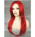 Soft Long Red Female Straight Lace Front Hair Wig 20 Inch