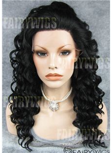 Attractive Medium Black Female Wavy Lace Front Hair Wig 16 Inch